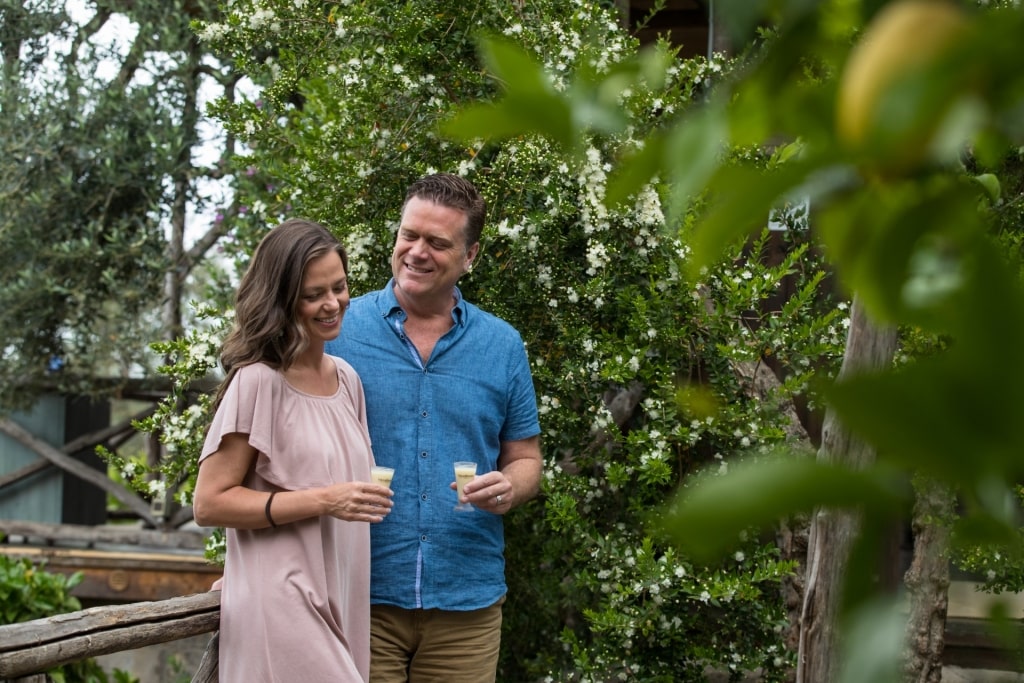 Couple on a tour in Villa Massa Limoncello Distillery