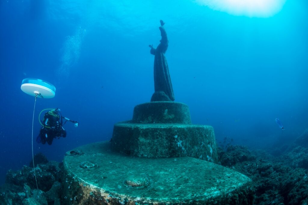 Underwater statue of Christ of the Abyss