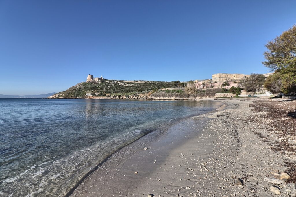 Quiet beach of Calamosca Beach, near Cagliari