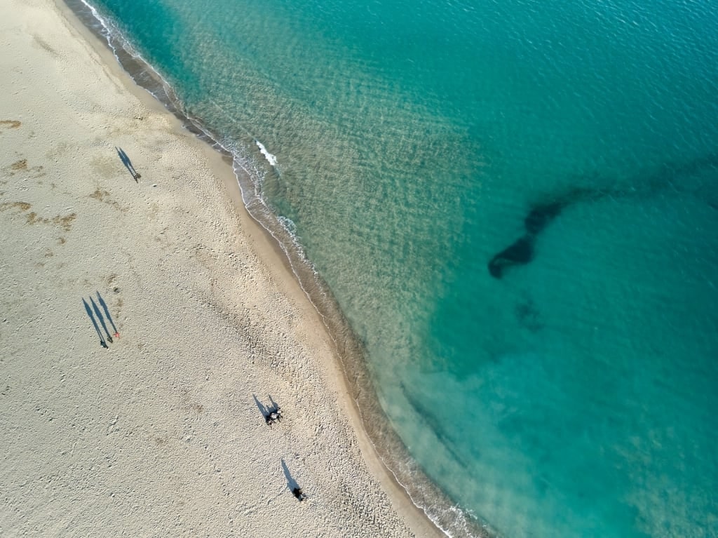 Aerial view of Poetto Beach in Cagliari, Sardinia