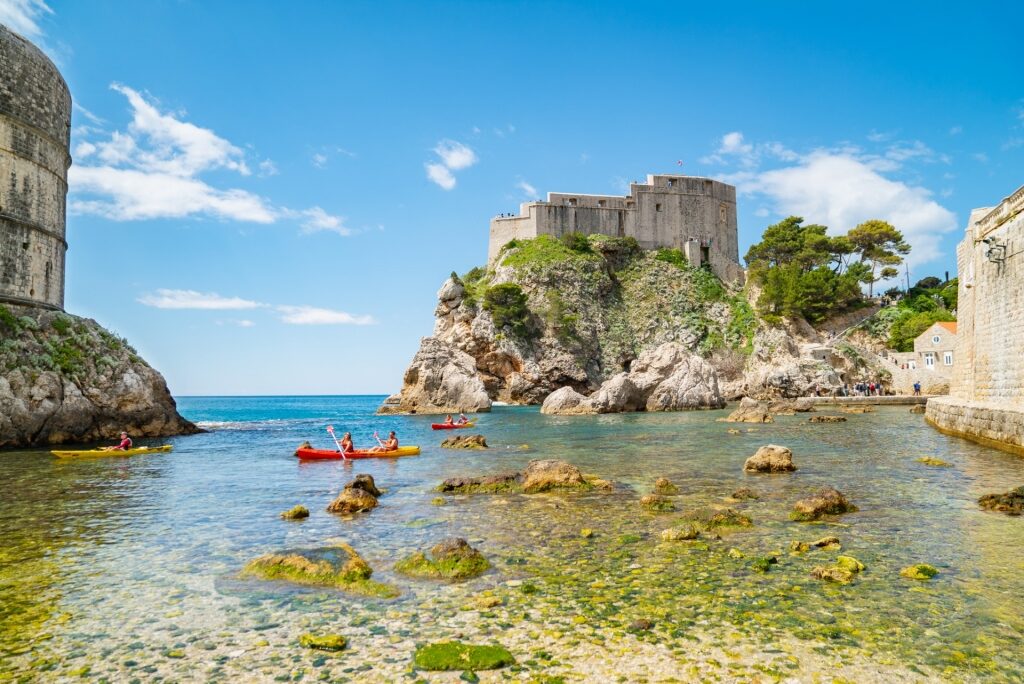 People kayaking in Dubrovnik