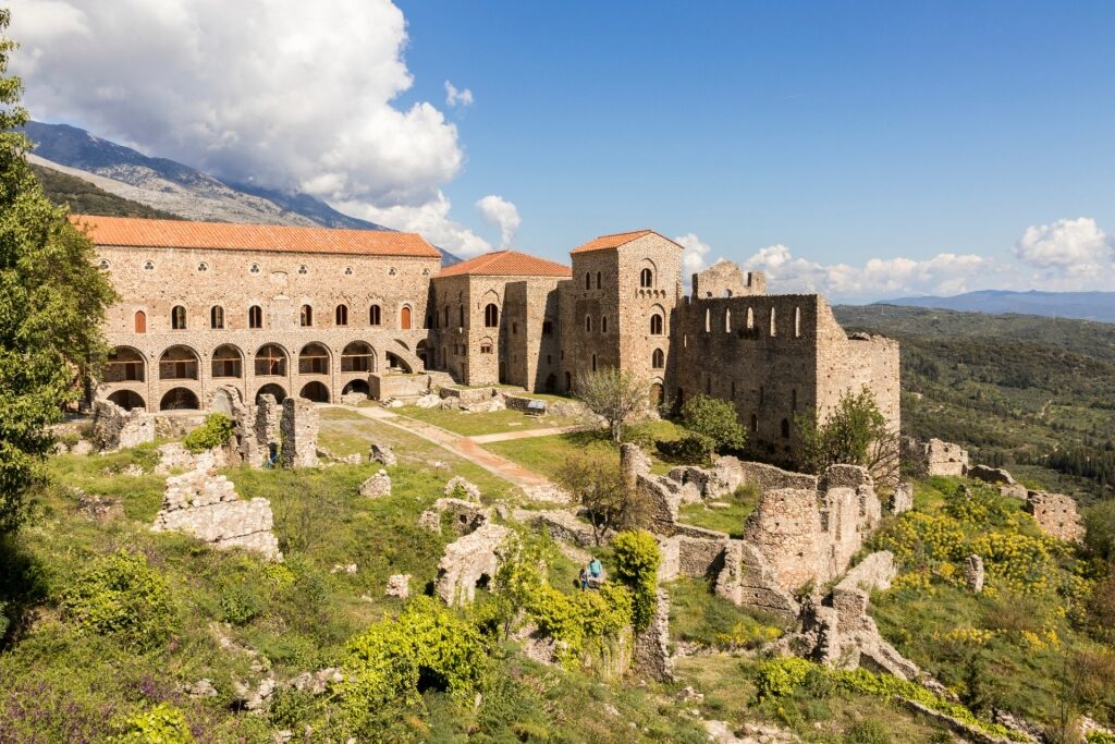 Exterior of Mystras Castle in Mystras, Peloponnese