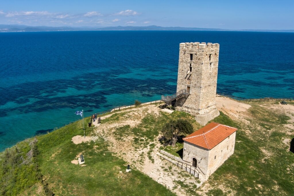 Aerial view of Tower of Fokea, Halkidiki
