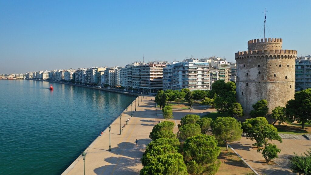 White Tower, Thessaloniki with waterfront