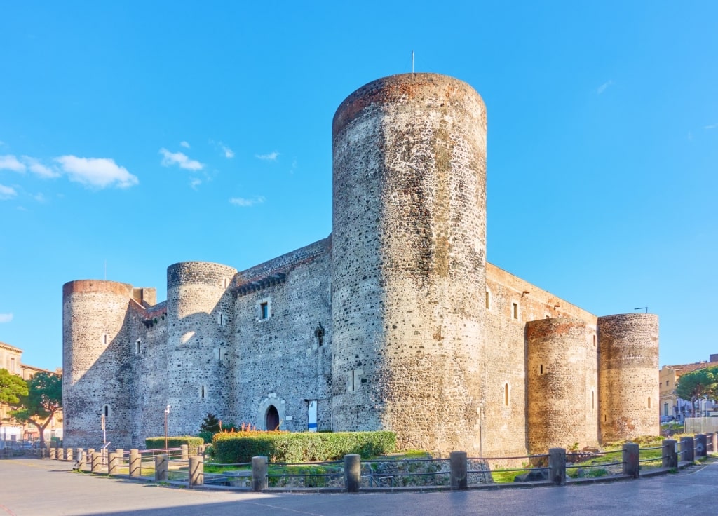 Historic site of Ursino Castle in Catania, Sicily