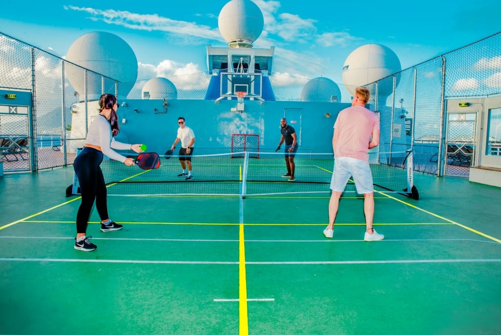 People playing pickleball