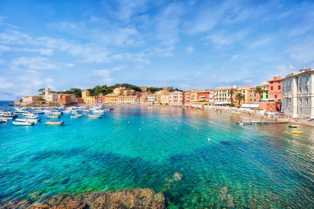 Clear blue water of Bay of Silence, Sestri Levante