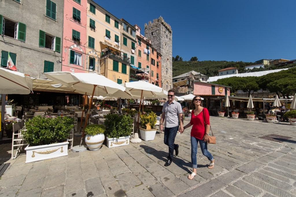 Couple walking in Porto Venere