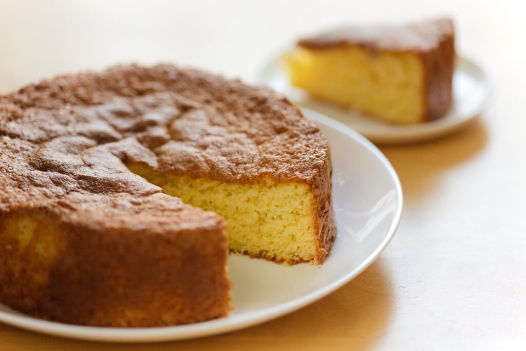 Plate of Genoise sponge cake