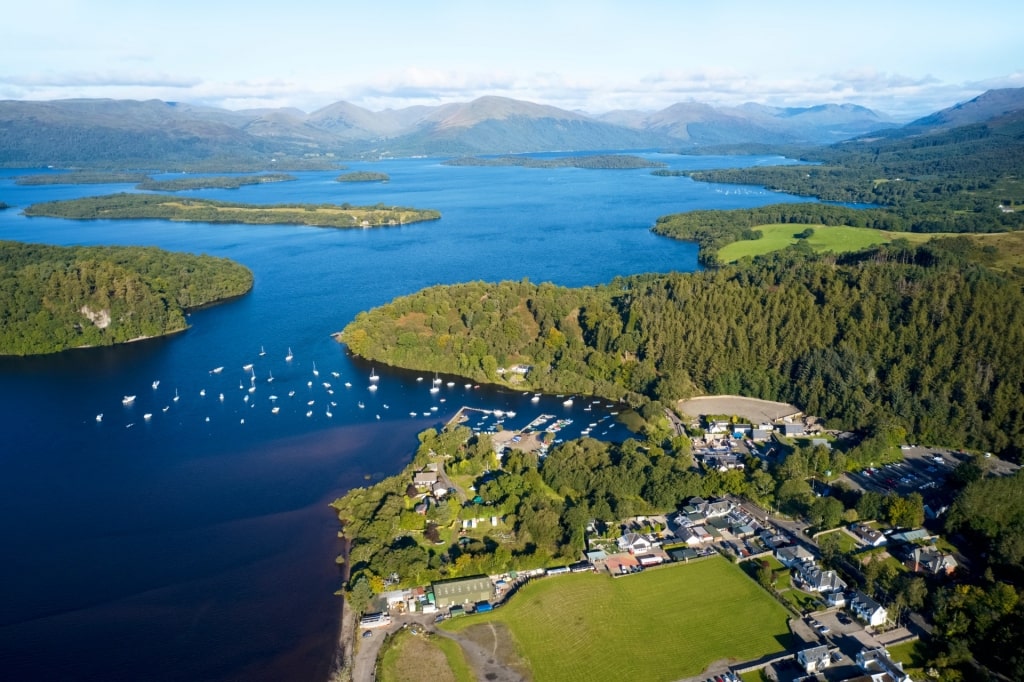 Aerial view of Loch Lomond, Scotland