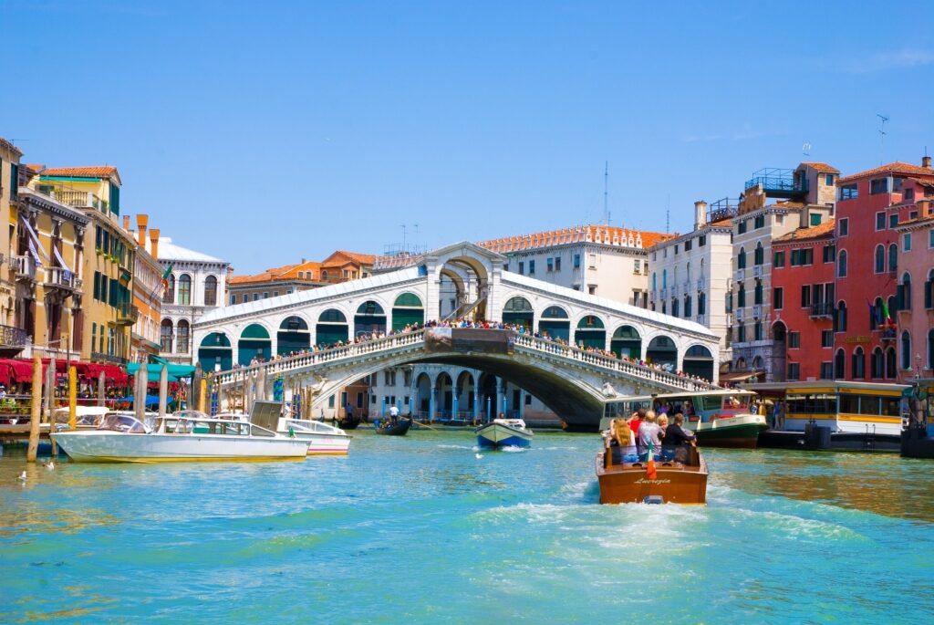 View of Rialto Bridge from the canal