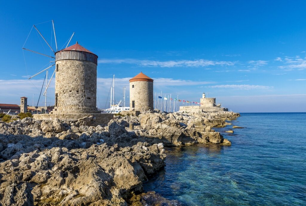 Beautiful landscape of the Windmills of Mandraki