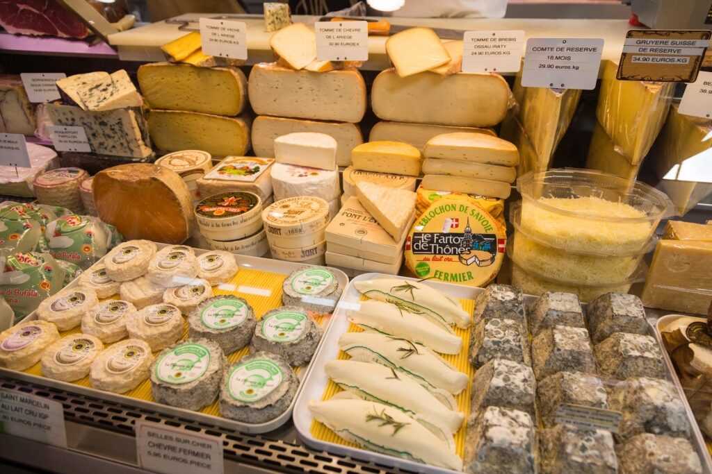 Cheese at a market in France
