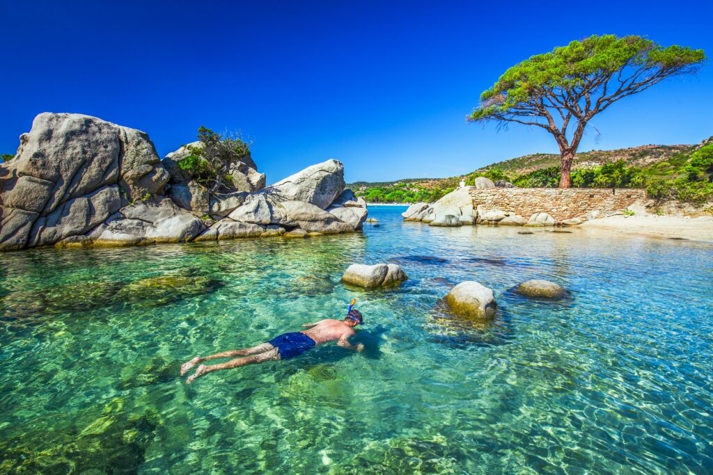 Man snorkeling in Corsica
