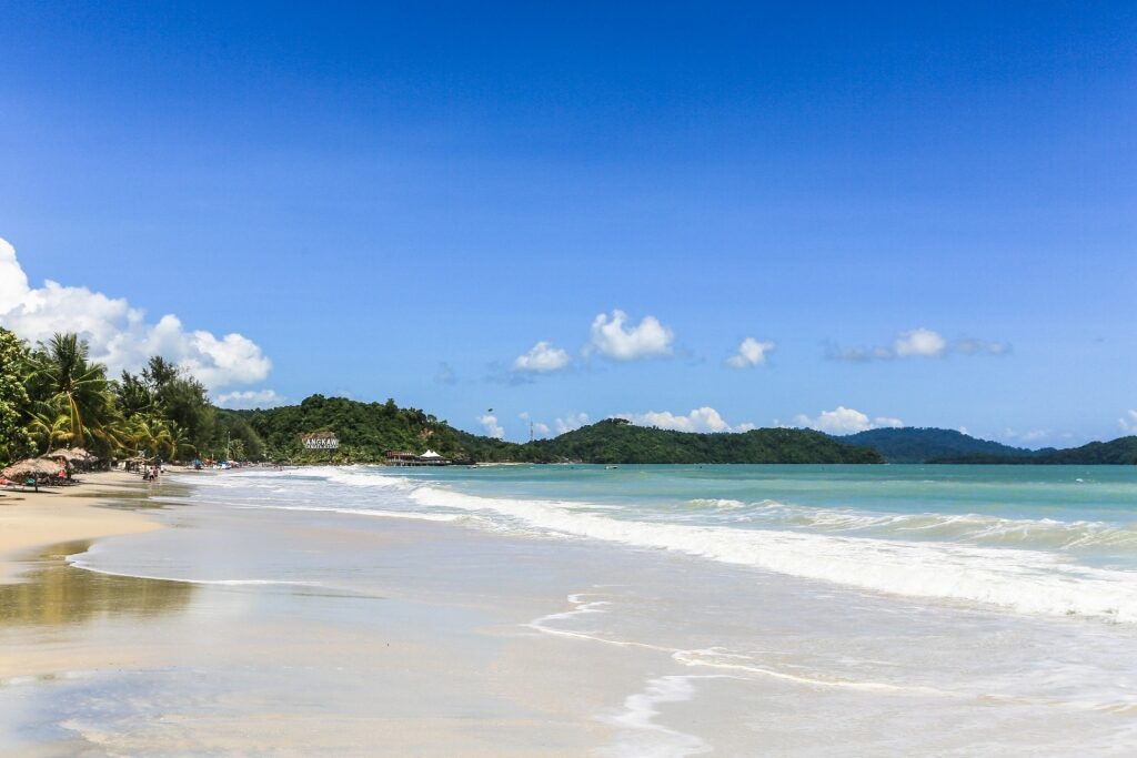 White sand beach of Pantai Cenang Beach