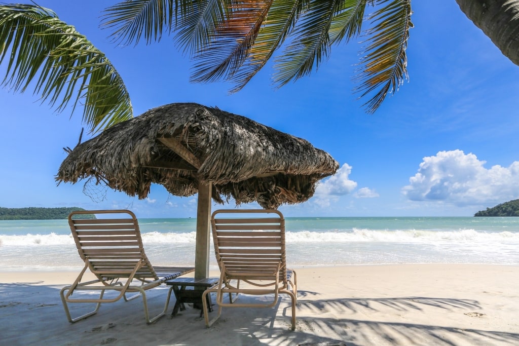 Beach umbrella on Pantai Cenang Beach