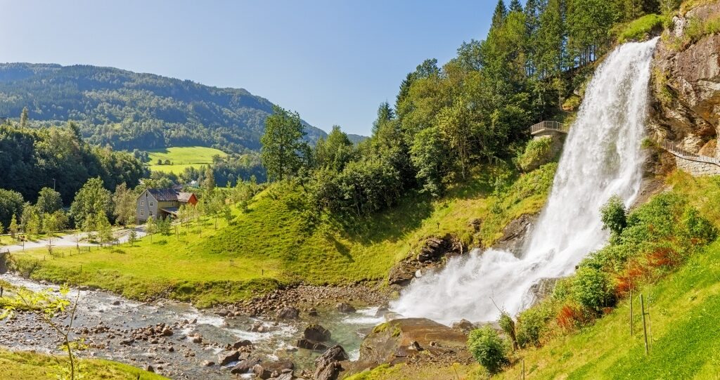 Greenery in Steinsdalsfossen Waterfall, near Bergen