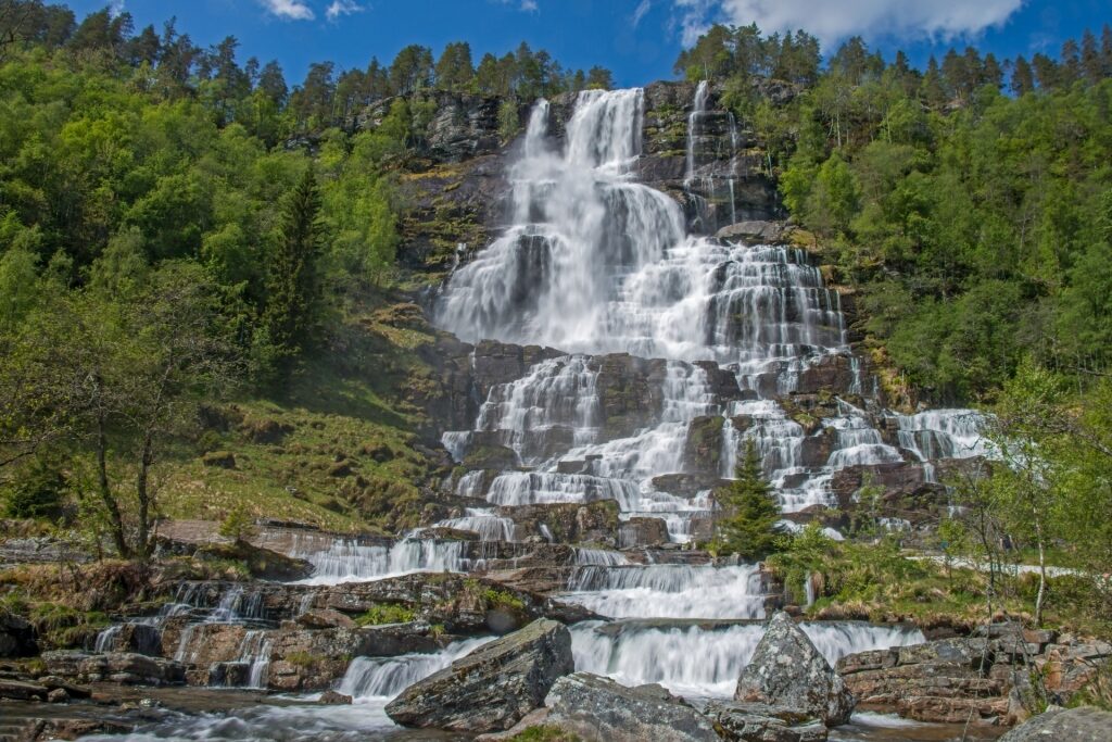 Beautiful landscape of Tvinde Waterfall, near Flåm