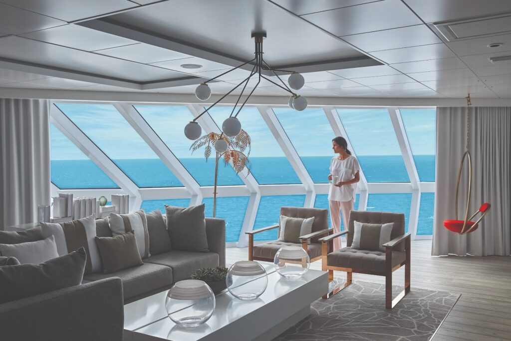 Woman inside the Iconic Suite on Celebrity Edge