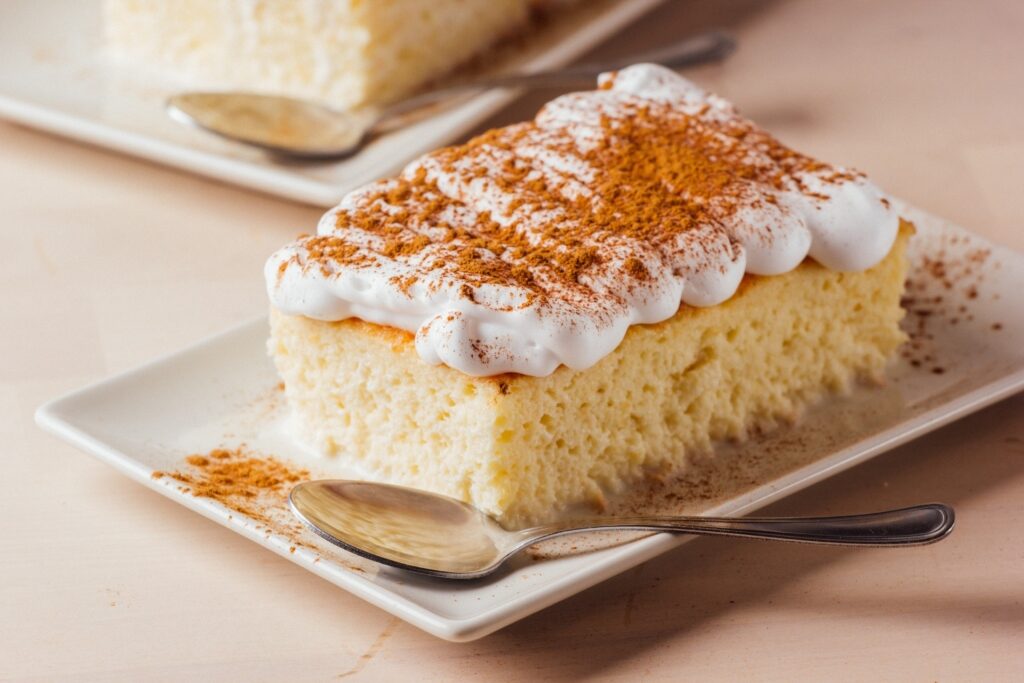 Tres leches on a plate