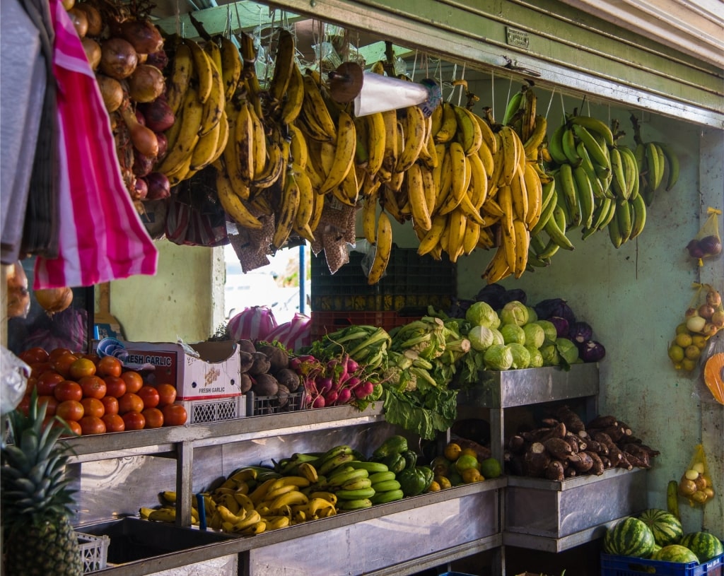 Fresh produce at a market in Orotina