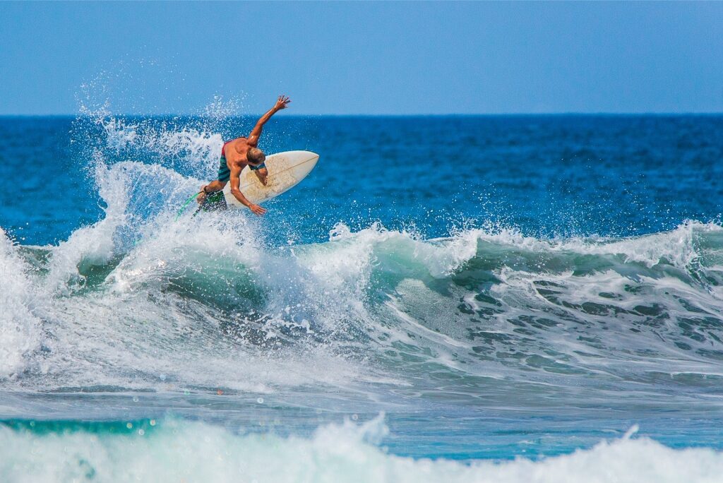 Person surfing in Costa Rica