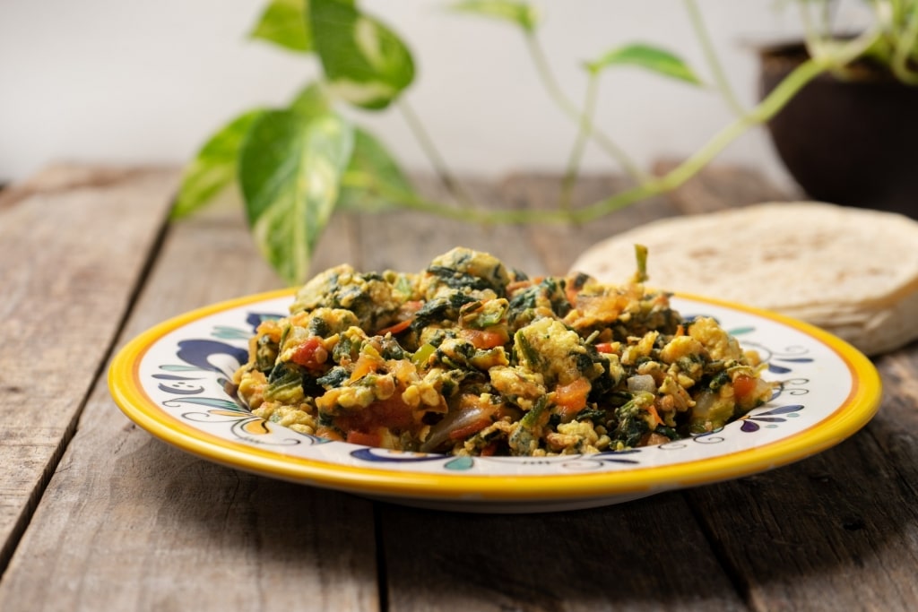 Plate of Chaya and eggs