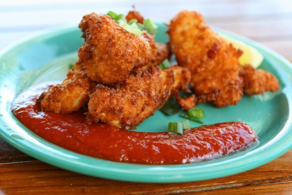 Plate of hearty conch fritters