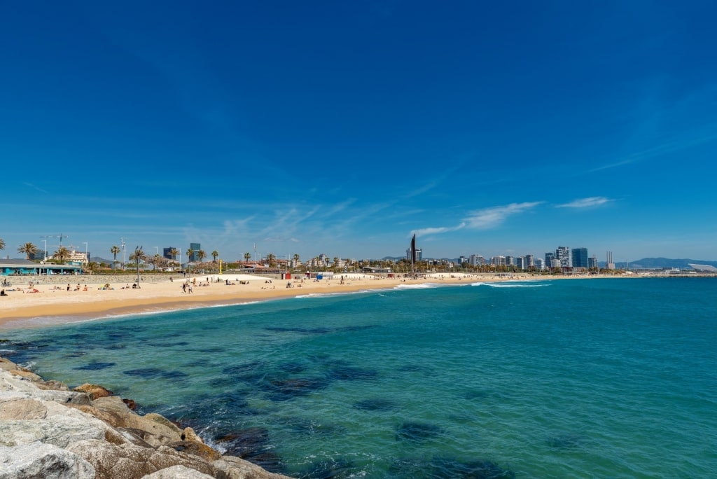 Sandy beach of Playa de Bogatell, Barcelona