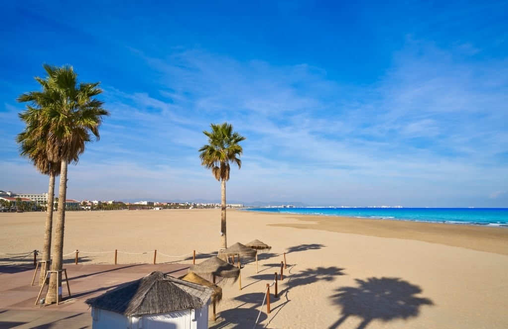 Sandy beach of Malvarrosa Beach, Valencia