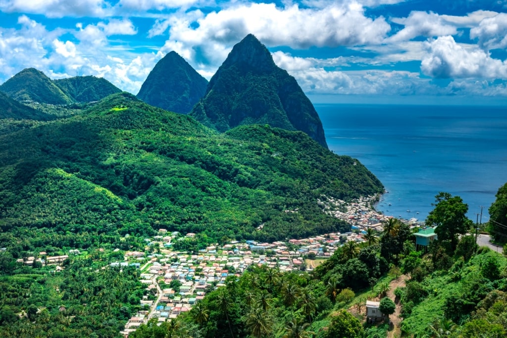 Beautiful landscape of Twin Pitons