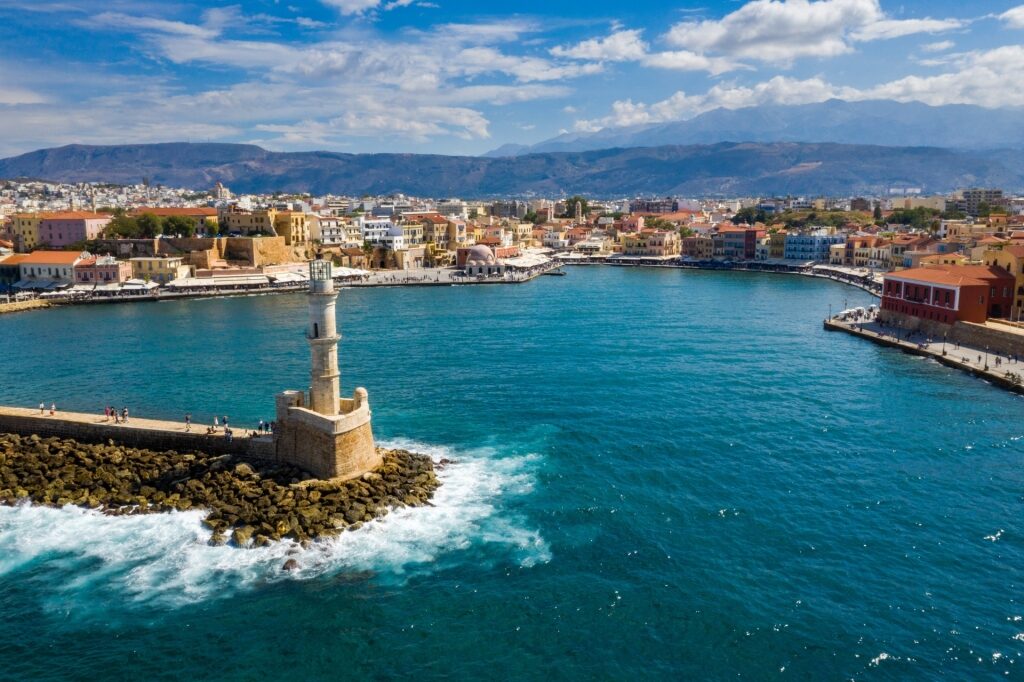 View of Old Venetian Port, Chania with lighthouse