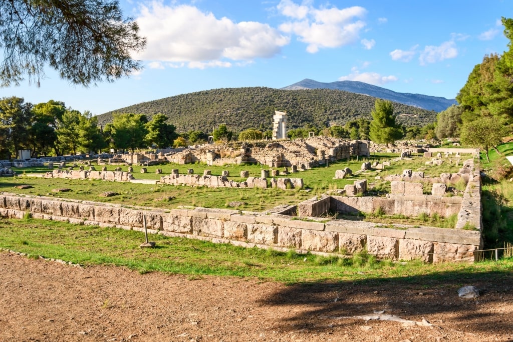 Lush gardens of Sanctuary of Asclepius, Epidaurus