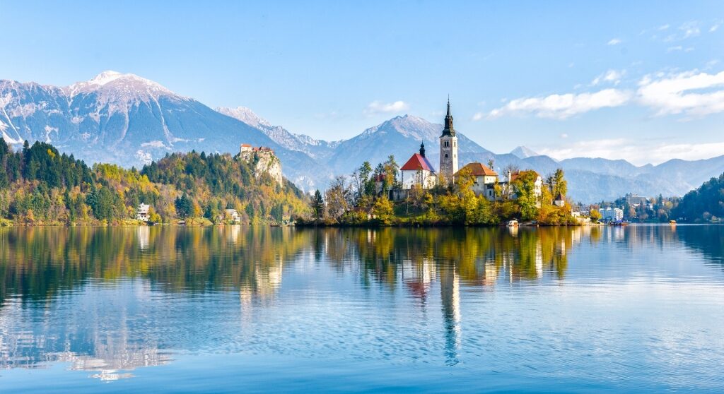 Scenic landscape of Lake Bled, Slovenia