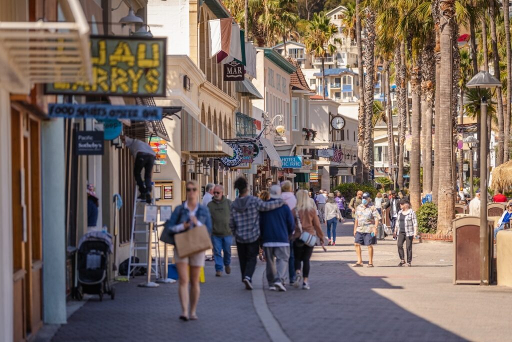 Shops along the promenade in Catalina Island