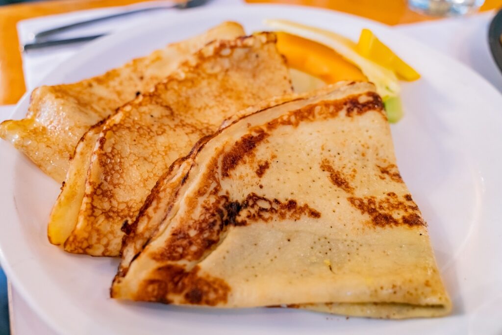 French-Canadian crêpes on a plate