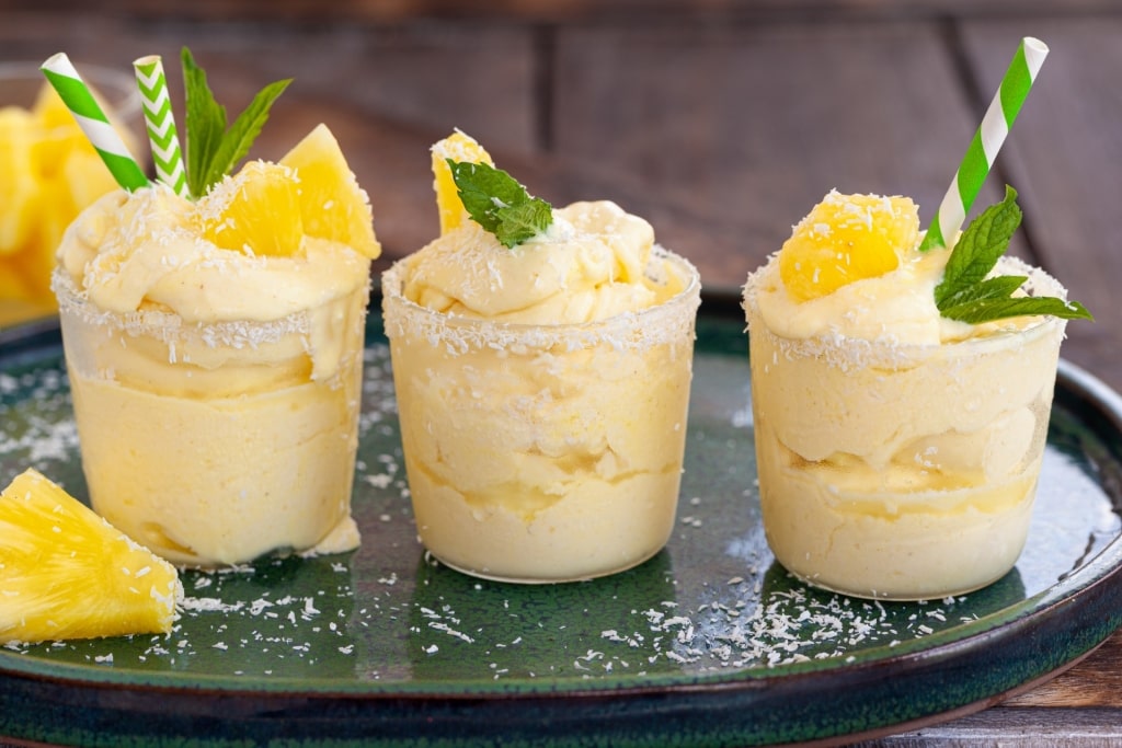 Cups of pina colada ice cream