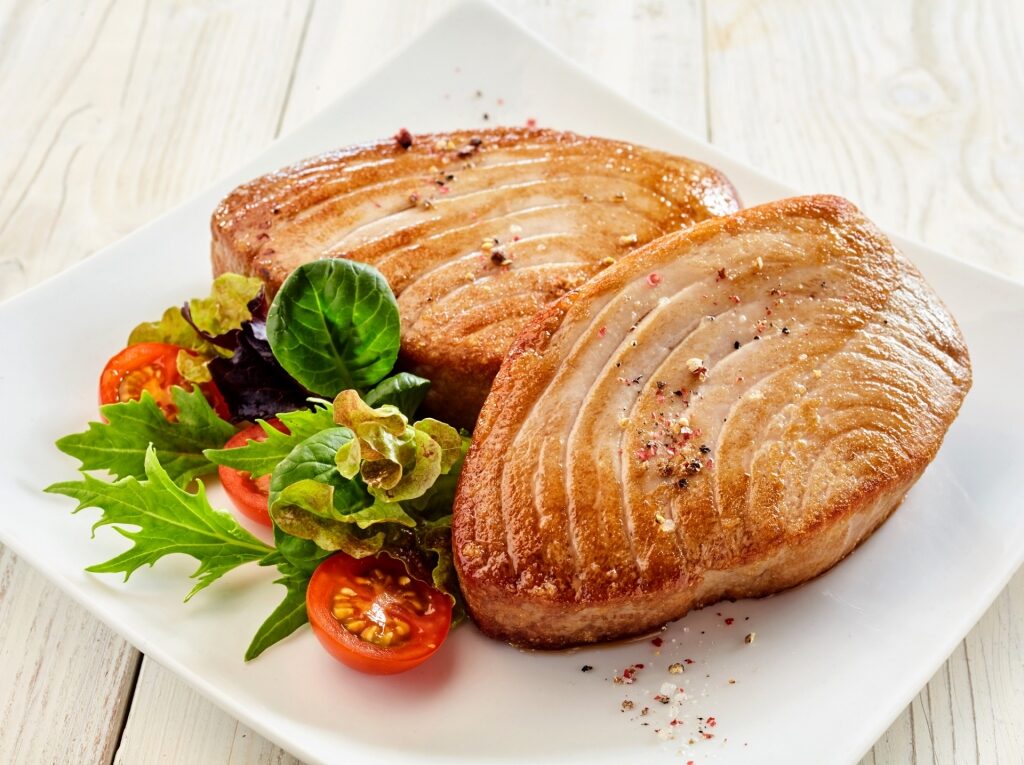 Tuna steak on a plate