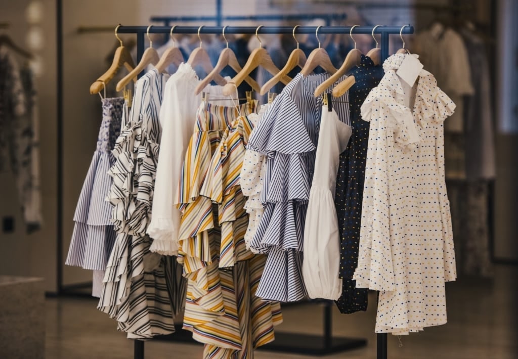 Clothes inside a store