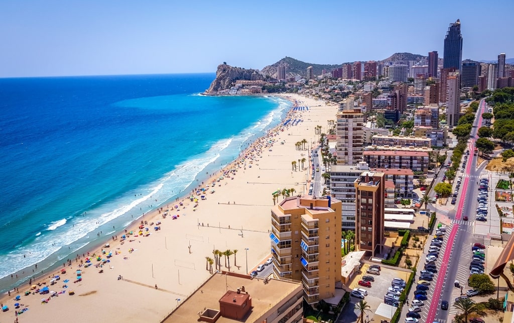 Aerial view of Playa Poniente, Benidorm