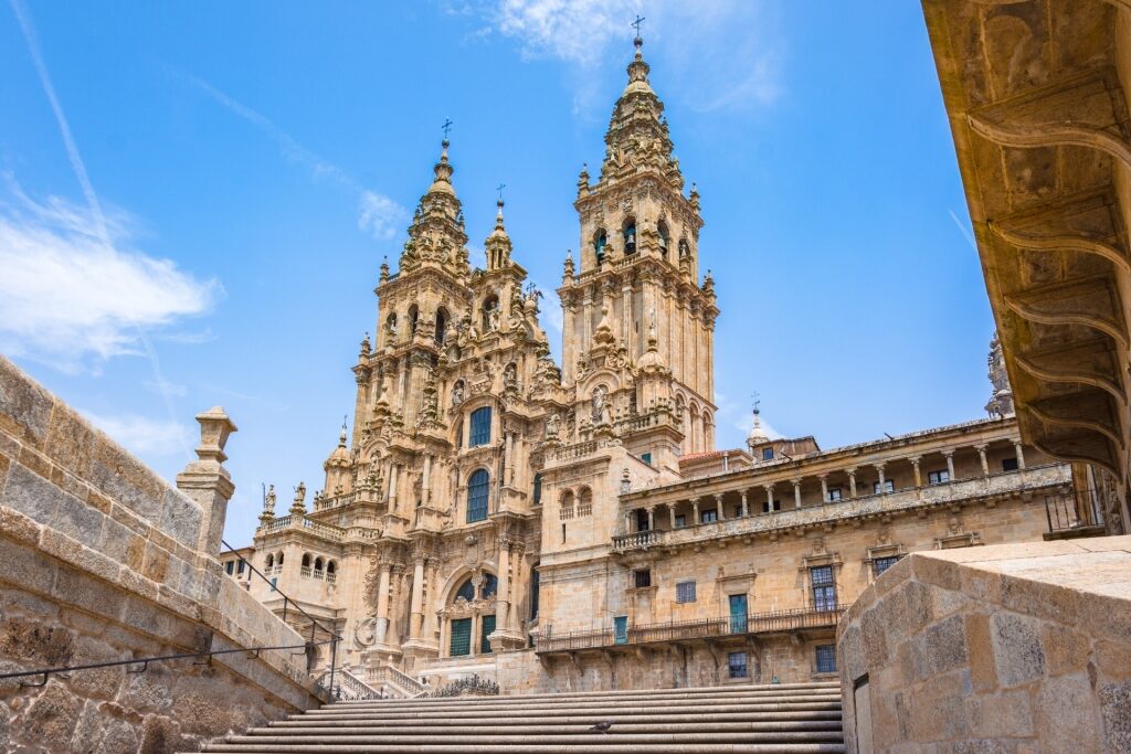 Beautiful exterior of Santiago de Compostela, near La Coruña