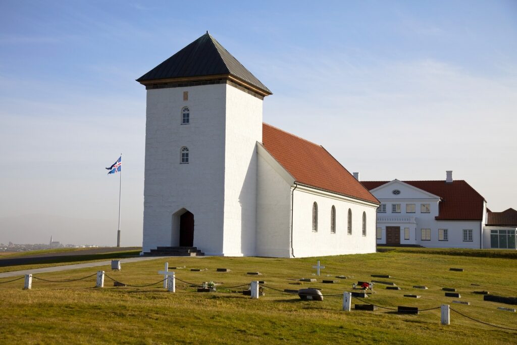 White facade of Bessastaðakirkja