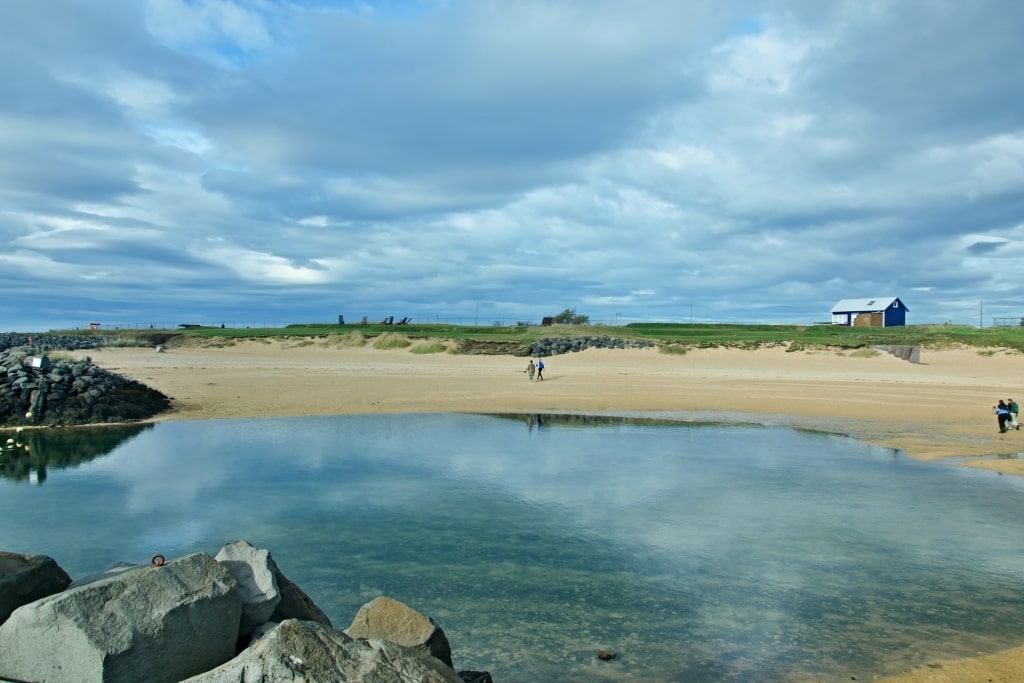 Quiet beach of Nautholsvik Beach, Reykjavik