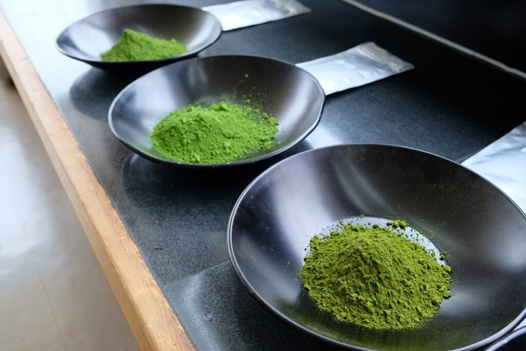 Powdered matcha in a bowl