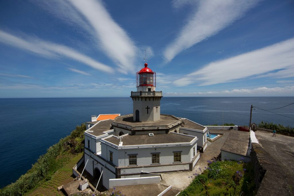 View of the Arnel Lighthouse, near Ponta Delgada, the Azores
