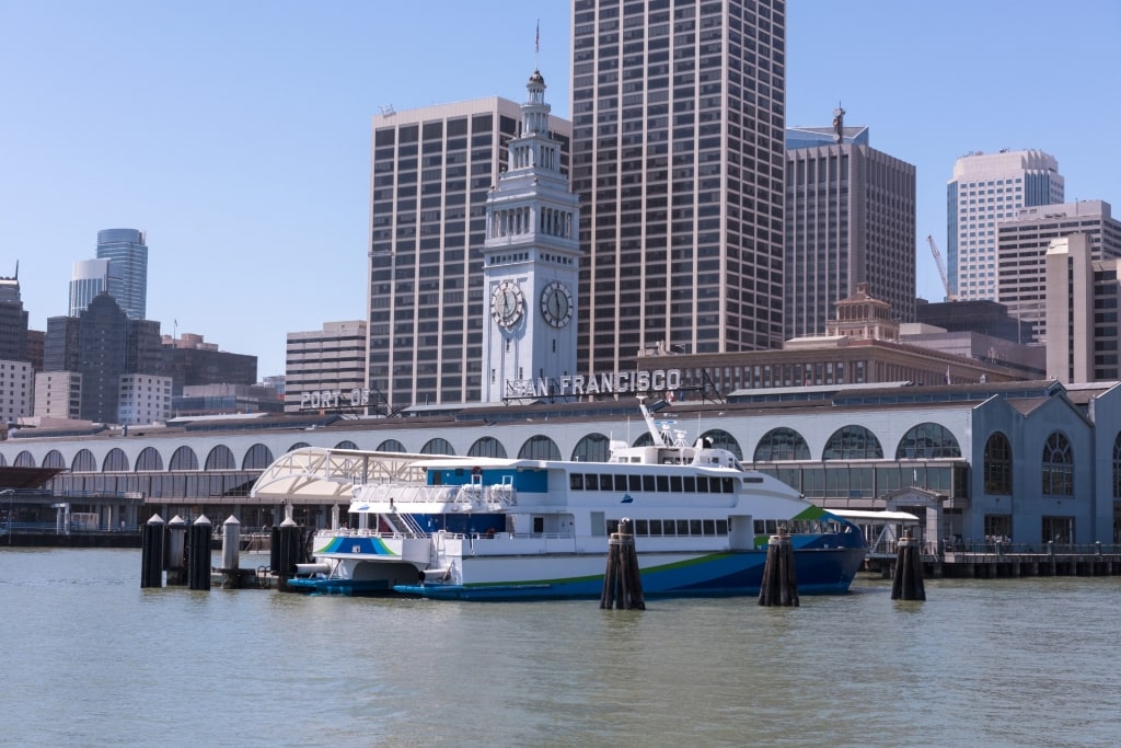 Waterfront view of Ferry Plaza Farmers Market in San Francisco, California