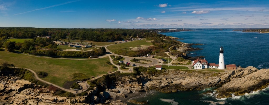 Beautiful landscape of Portland Head Lighthouse in Portland, Maine