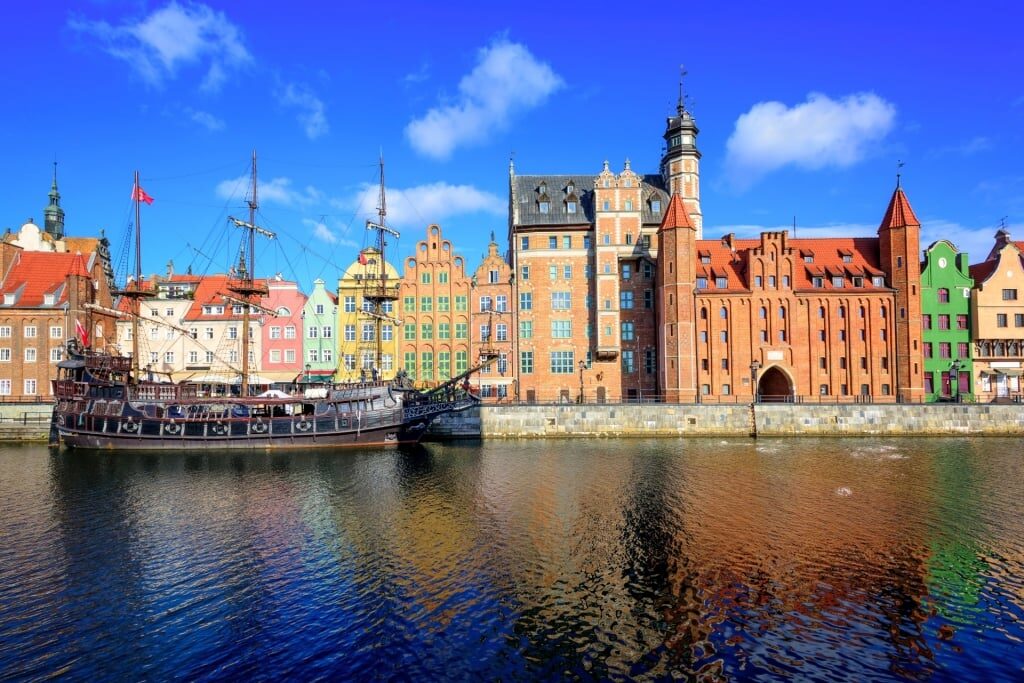 Colorful waterfront of Gdansk Old Town