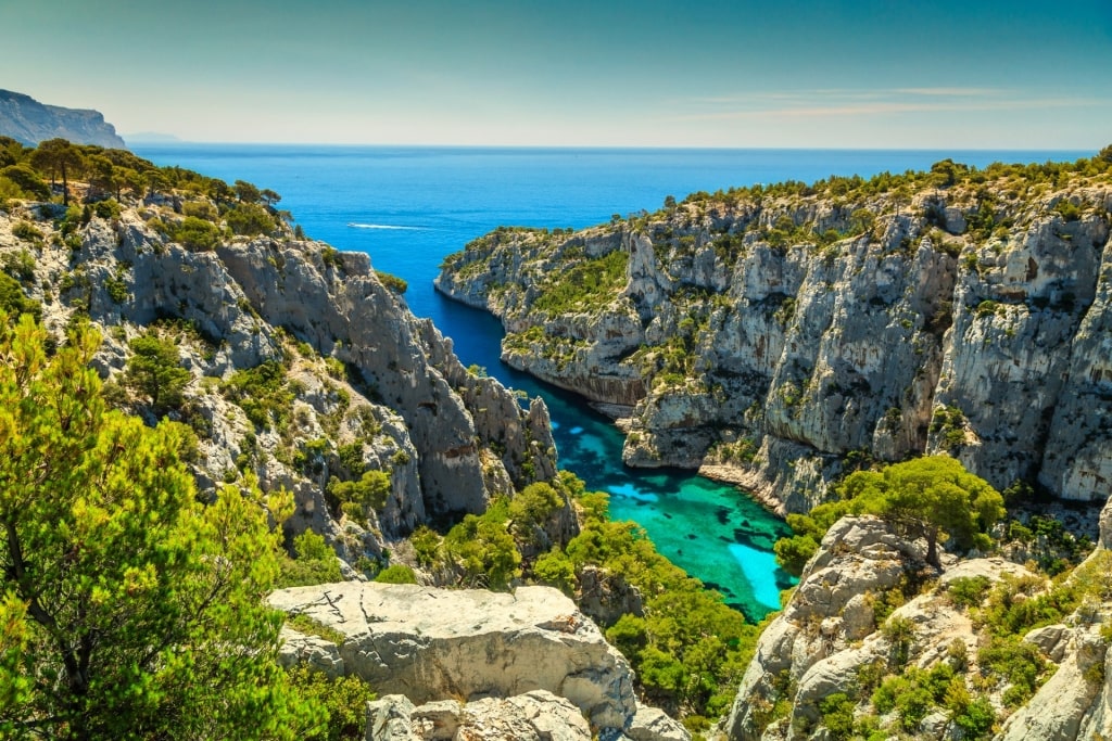 Aerial view of Calanque d'En-vau, Calanques National Park