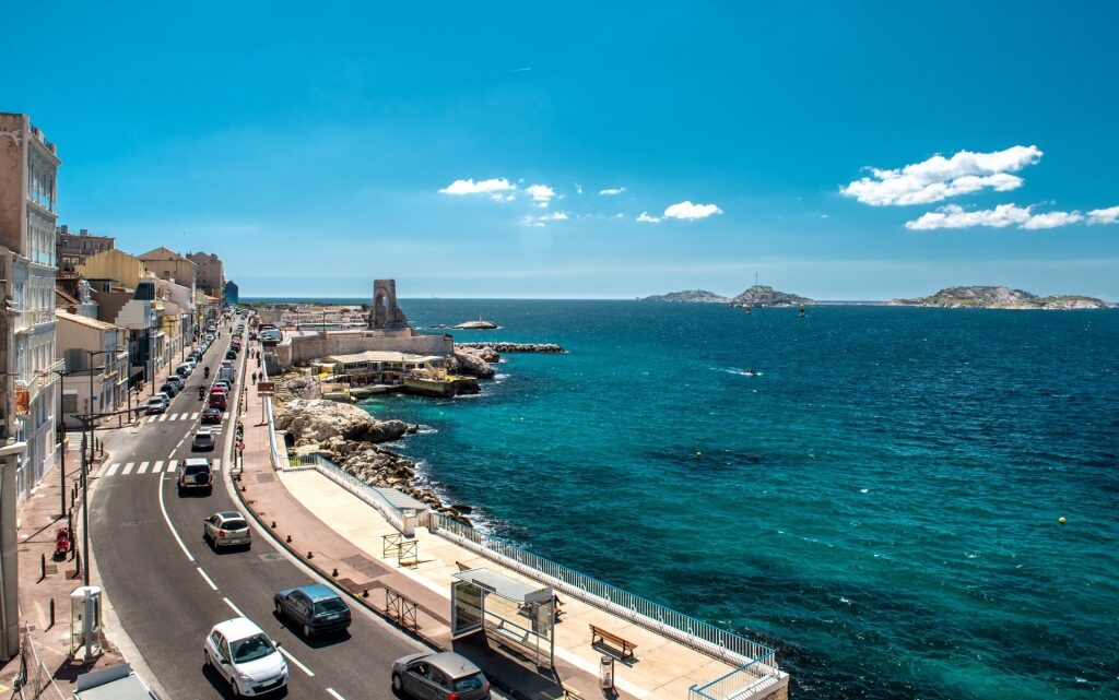 Aerial view of Plage des Catalans